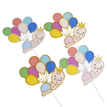 

New Balloon Newborn Happy Birthday Cake Topper Baby Birthday Cupcake Topper for Baby Birthday Party Cake Decorations Baby Shower