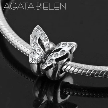

925 Sterling Silver Beautiful Butterfly Fine silicone Stopper Spacer Beads Fit Original europeu Charm Bracelet Jewelry making