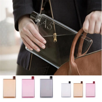 

420ML Paper Cup Botlte Flat Water Bottle Bpa Free Clear Book Sports water cup notebook paper flat A4 A6 Portable Pad Flat Drinks
