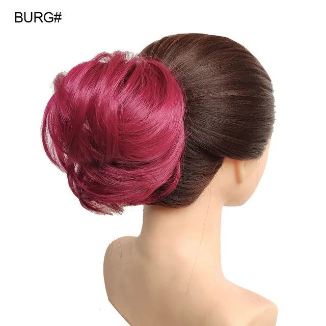 Jeedou Messy Chignon Donut Hair Bun Pad Elastic Hair Rope Rubber Band Synthetic Hairpiece Gary Brown Color S-Burg