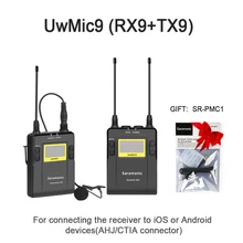 Saramonic UwMic9 Broadcast UHF Camera Wireless Lavalier Microphone System Transmitters and Receivers for DSLR Camera &Camcorder