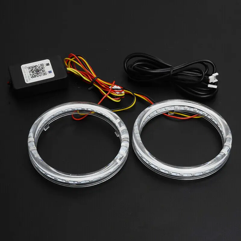 2x80 мм RGB DRL COB Halo кольца на передние фары светодиодный подсветка «глаза ангела» телефон приложение управление