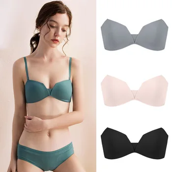 

Summer Hot Sexy Push Up Gathering Smooth Back Closure Double Rows Of Buckles Bras For Women Intimates Light Weight High Quality