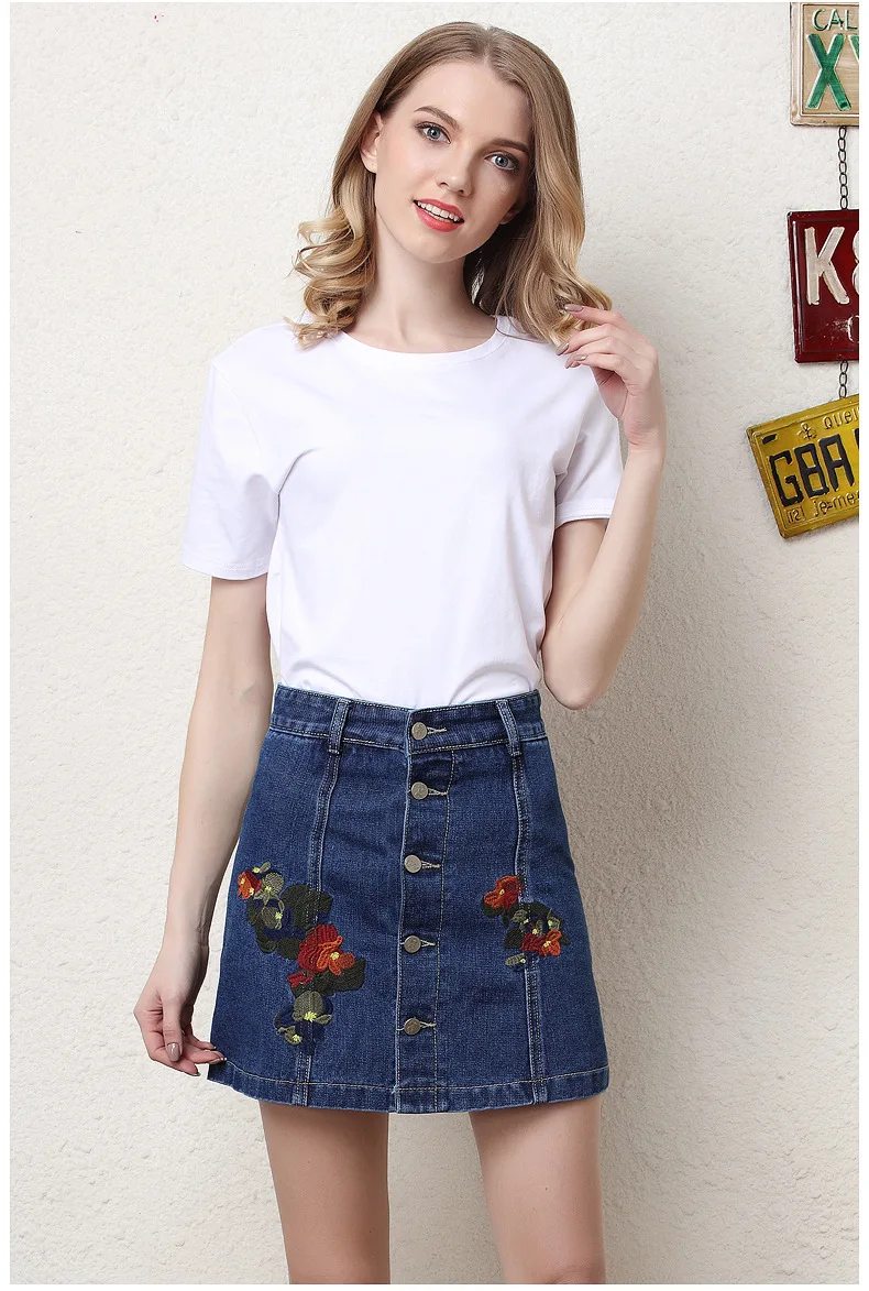 slim fit SZ.WENSIDI 1  Denim Skirt Plus Size Lady Blue Black Skirts Women Short Skirt with Buttons High Waist Knee Length Split Fashion ksubi jeans