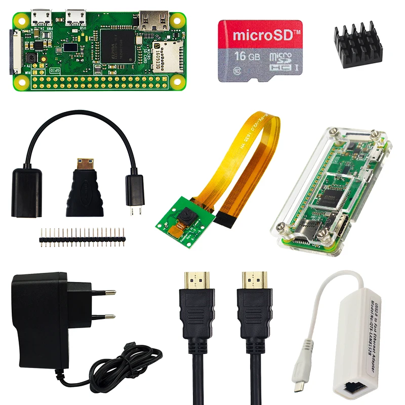 Стартовый набор Raspberry Pi Zero W + акриловый чехол заголовок GPIO радиатор блок питания