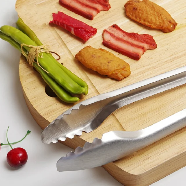 19 Hüvelykes Rozsdamentes Acél Extra Nagy Élelmiszer -Klip Sütés Fa Fogantyú Bambusz Barbecue Klip Sütő Barbeque Kiegészítők - Image 3