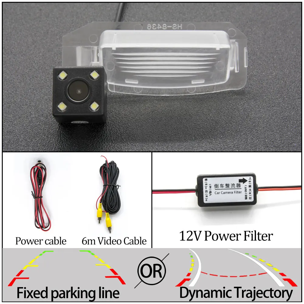 Фиксированная или динамическая траектория камера заднего вида CCD для Mitsubishi Outlander Lancer Sportback i-MiEV 5D Hatchback Xpander Car - Название цвета: 4LED Camera N Filter