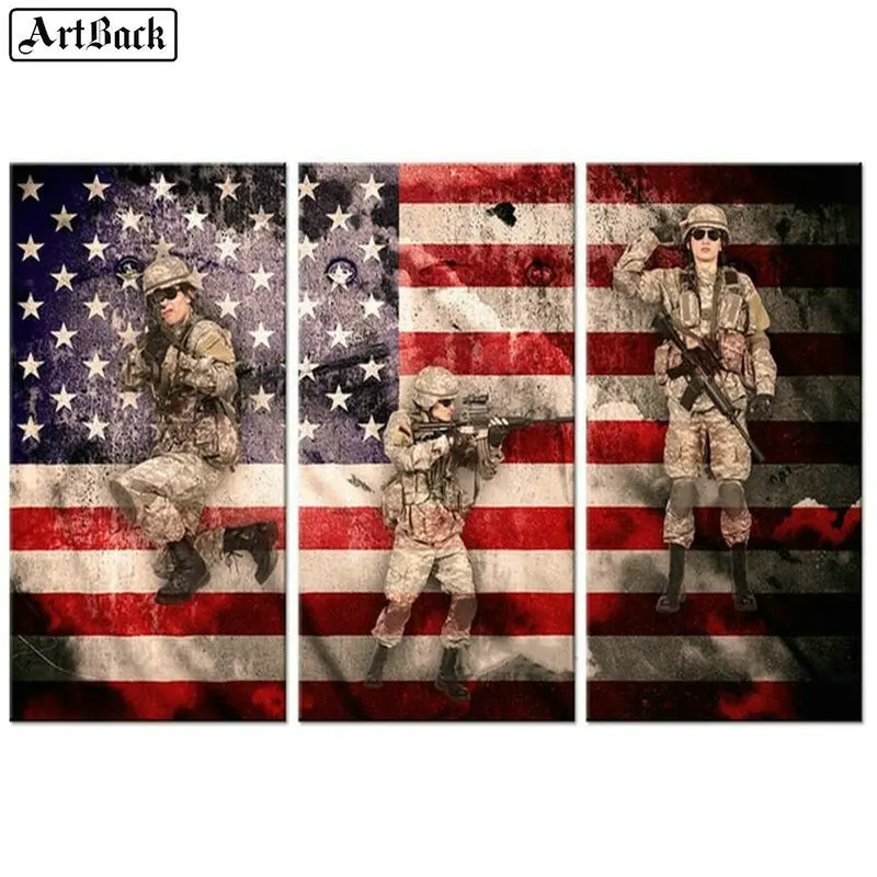 

5d diamond painting usa flag soldier full square diamond mosaic art 3d wall sticker decoration