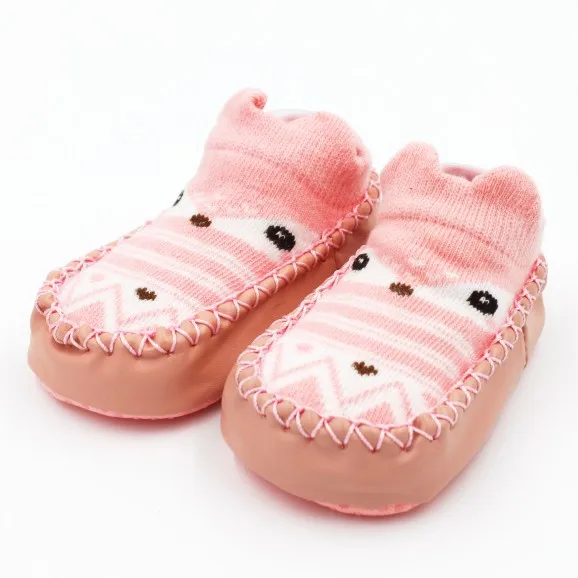 New Fashion Baby Socks With Rubber Soles Infant Sock Newborn Autumn Winter Children Floor Socks Shoes Anti Slip Soft Sole Sock - Color: Pink