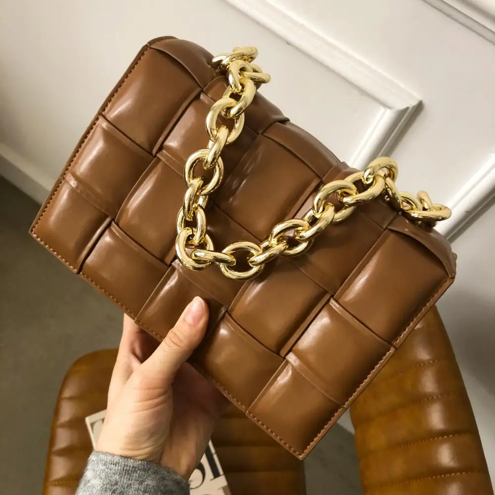 Cowhide Genuine Leather pillow bag Woven Chain Messenger Bag 2020 New Fashion Brand Name Design multi use Lady Handbags Clutches|Shoulder Bags| - AliExpress