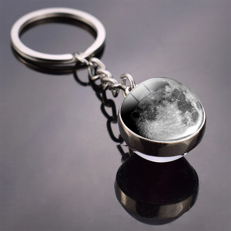 Полный брелок Луна двухсторонний стеклянный шар брелок Eclipse брелок для ключей «Планета»
