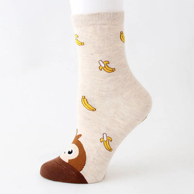 Banana 1 Pack Забавные женские Носки с рисунком животных; повседневные хлопковые короткие носки с милым рисунком обезьяны, собаки, кошки, рыбы, кости, морковки, банана; 1 упаковка - Цвет: Banana 1 Pack