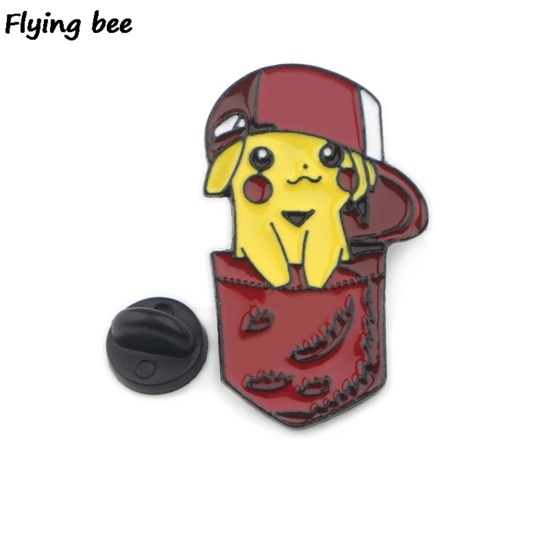 Flyingbee мультфильм Забавный Пикачу булавка эмаль для одежды сумки значок для рюкзака смешная Милая брошь рубашка нагрудные булавки X0402
