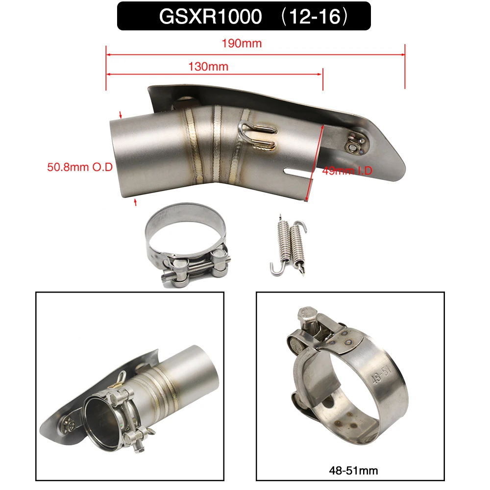 ZS Racing для Suzuki GSXR1000 2006 GSXR-1000 2012- мотоцикл из нержавеющей стали Модифицированная выхлопная средняя Соединительная труба