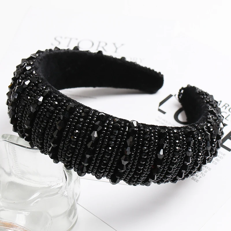 

Xugar Rshinestone Girls Black Hairbands Full Diamond Headbands For Women Girls Solid Color Hair Hoop Womens Hair Accessories