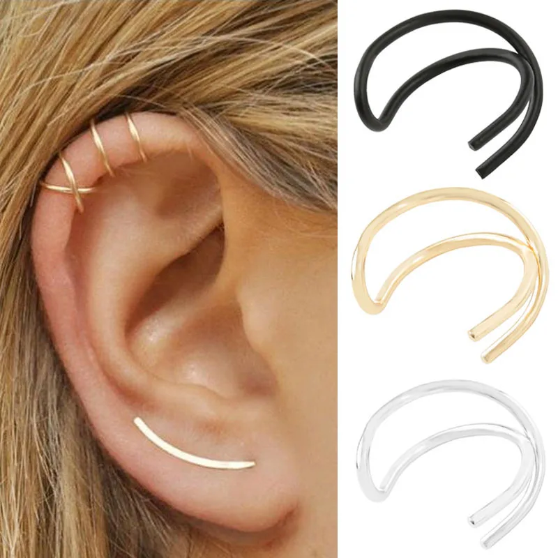 

Fashion Simple Men Women Chic Non-piercing Ear Cuff Punk Style Cross Small Earring Girl Clip U Pattern Jewelry Brincos Best Gift