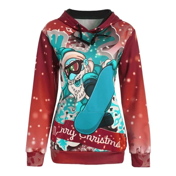 

Santa Claus Christmas Hoodies for Women Autumn and Winter 2020 Street Style Long Sleeve Sweatshirts Hooded Pullovers