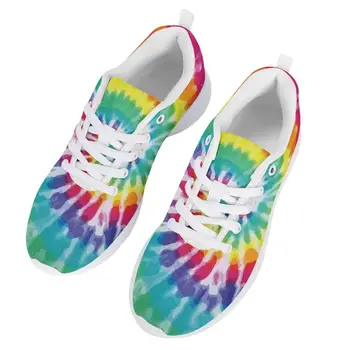 

Doginthehole Colorful Tie Dye Printing Women Sneakers Brand Design Lace Up Flats Shoes Woman Casual Breathable Walking Loafers