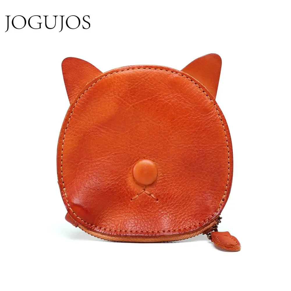 

JOGUJOS Genuine Leather Women Men Kids Mini Wallet Cute Bear Zipper Coin Purse Multifunctional Small Coin Credit Card Wallets