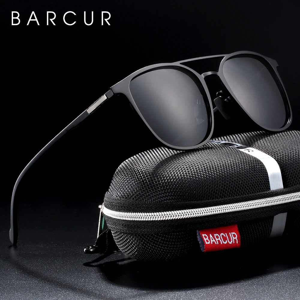 Бренд BARCUR, круглые солнцезащитные очки для мужчин TR90, черные солнцезащитные очки для женщин, поляризованные очки, lunette de soleil femme