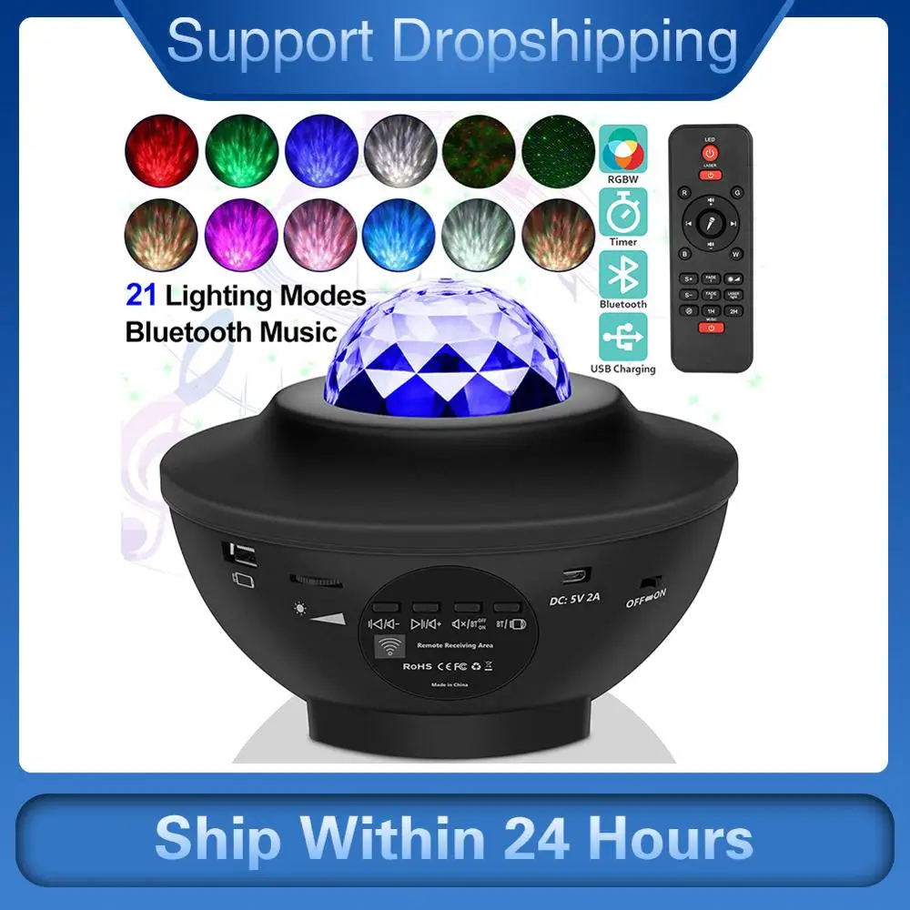 

Colorful Starry Sky Galaxy Projector Blueteeth USB Voice Control Music Player LED Night Light USB Charging Projection Lamp Gift