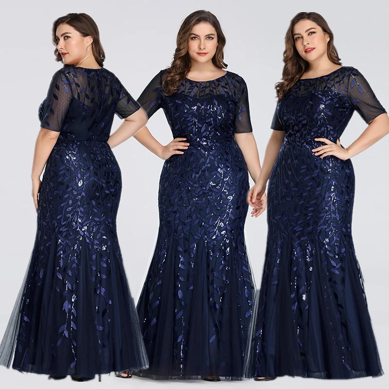 Navy Blue1 Queen Abby Вечерние платья Русалка с блестками Кружева Аппликации Элегантное Длинное платье русалки платье вечерние платья размера плюс - Цвет: Navy Blue1