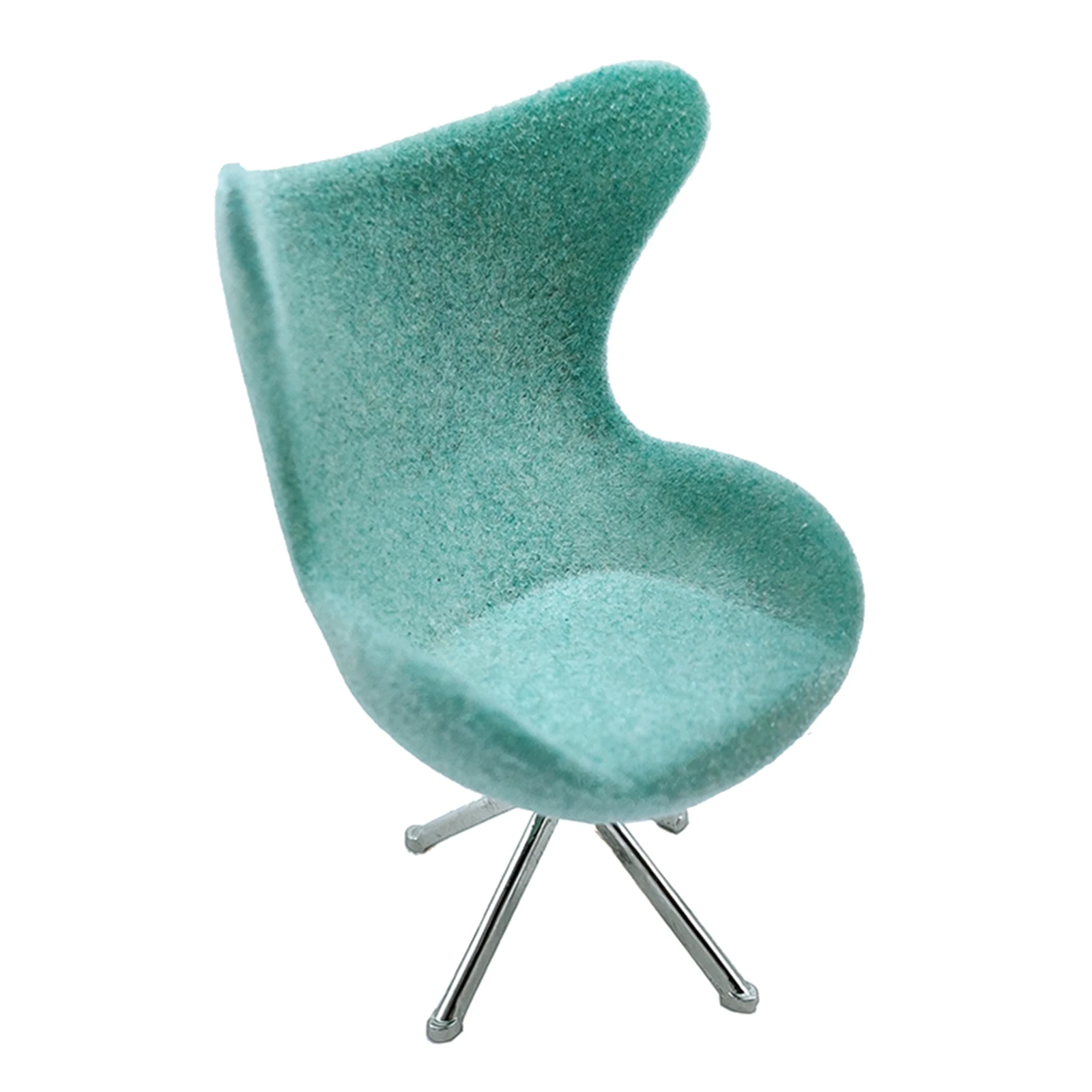 Miniature Mini Modern Green Plastic Office High Back Swan Chair for 1/12 Scale DollHouse Furniture Home Decor