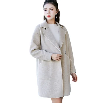 

Women Wool Plaid Long Coat Fashion Woollen Overcoat Loose Outwear Female Winter Loose Warm Wool Blends Elegant Parka 013