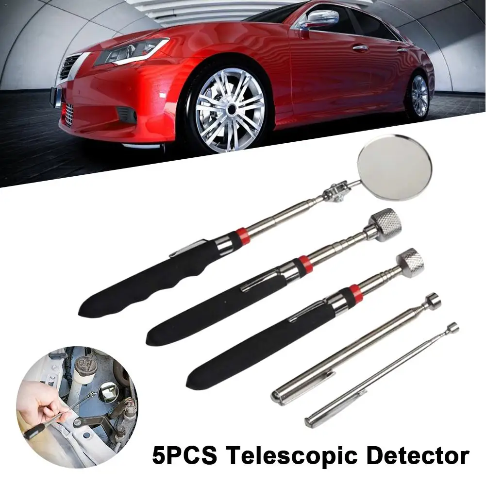 5PCS магнетический Палочки(инструмент для ремонта автомобилей телескопическая Grabber 360 поворотное зеркало для осмотра с светодиодный свет для просмотра Палочки вверх