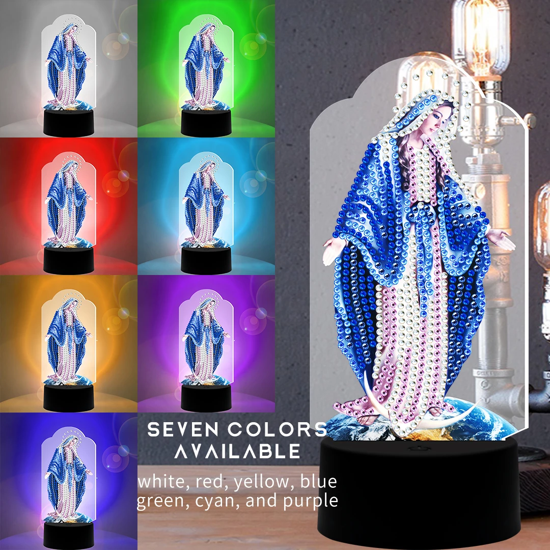 Diamond Painting LED Light Embroidery Night Lamp 7 Colors Available Table Lamp New Design DIY Home Decoracion