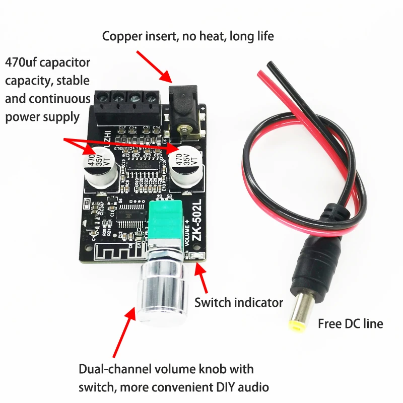 Audio Speakers DIY Bluetooth 5.0 High Power Digital Amplifier Stereo Board 50W+50W AMP Amplificador Audio Home Theater_voghion.com
