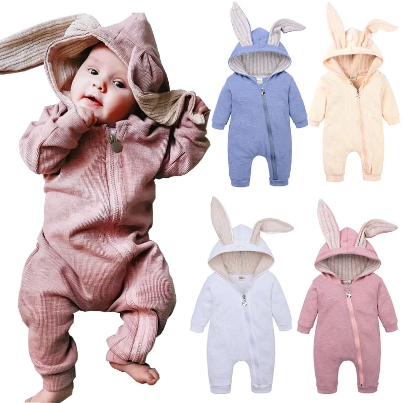 Новые весенне-осенние комбинезоны для новорожденных с милым мультяшным Кроликом