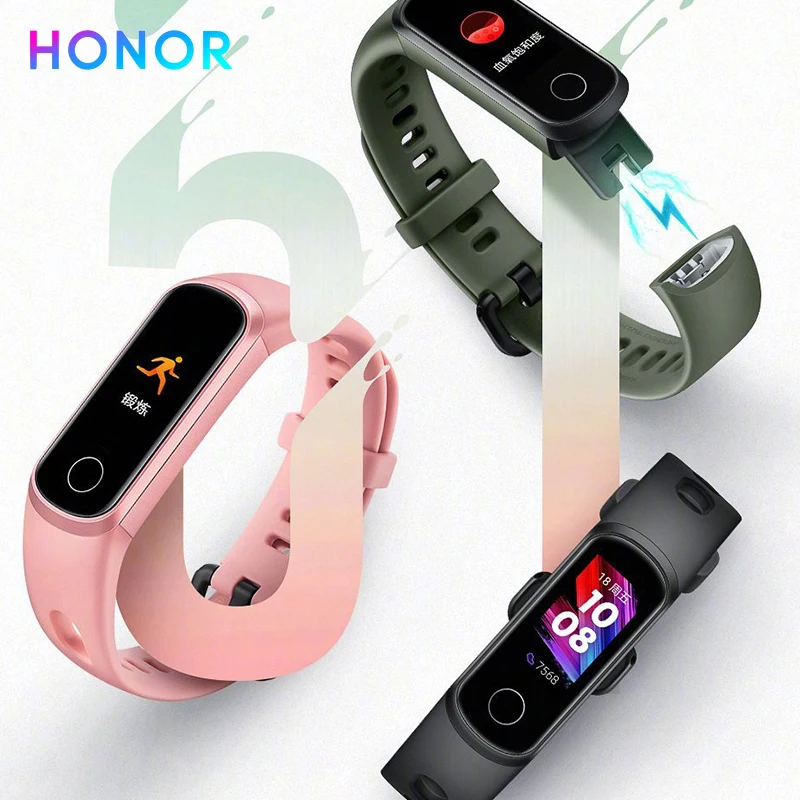 Глобальная версия HUAWEI Honor Band 5i умный браслет с кислородом крови пульсометр 5ATM водонепроницаемый спортивный смарт-браслет USB зарядка