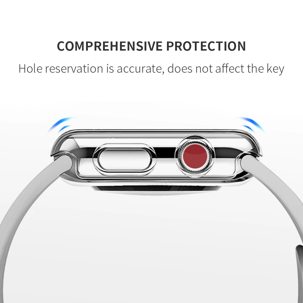 Screen protective case for apple watch 4 5 38mm 44 mm Iwatch 42mm 40mm transparent silicone soft  Ultra-thin Clear Cover 3 2 1