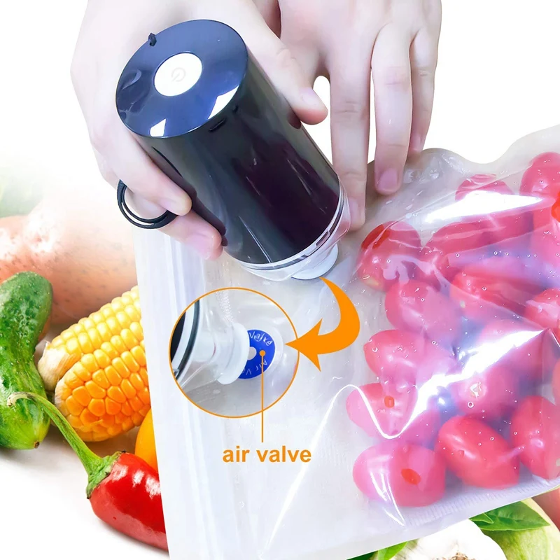 Food Vacuum Sealer Machine With 5 Pack Zipper Vacuum Bags, Small And Handheld Vacuum Packing Machine For Kitchen And Home Use Bl