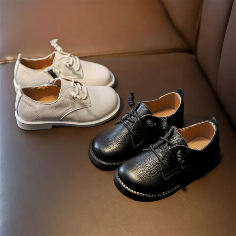2020 Spring new Genuine Leather girls boys shoes baby black leather