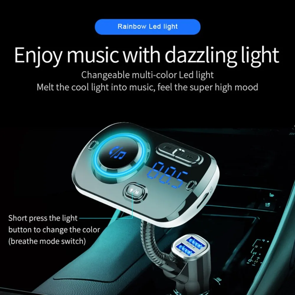 Автомобильное зарядное устройство беспроводной Автомобильный MP3-плеер Hands-Free вызов автомобиль Быстрая зарядка fm-передатчик беспроводной MP3-плеер