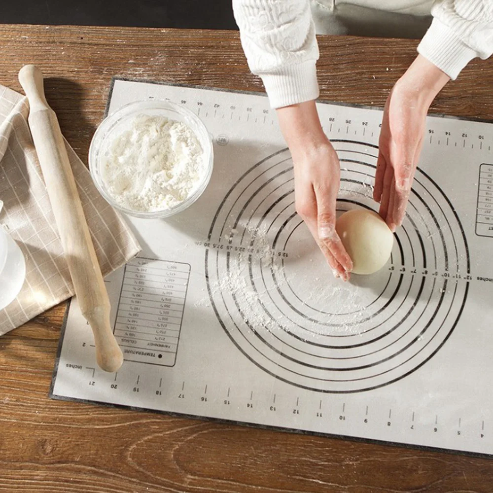

60x40cm Foldable Silicone Non-stick Kneading Rolling Dough Mat Baking Pad With Scale Bakeware Flour Mat Baking Kitchen Gadget