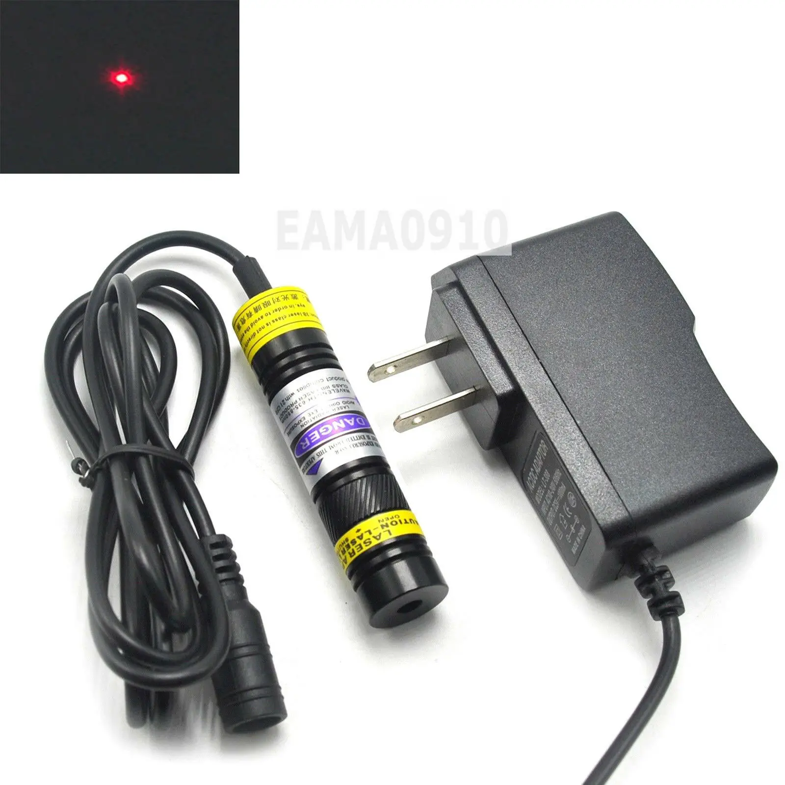 Focusable 650nm 250mW 16X68mm Red Dot Mitsubishi Diode Laser Module w/5V Adapter focusable 250mw 650nm dot focus red laser module w 5v ac adapter3030