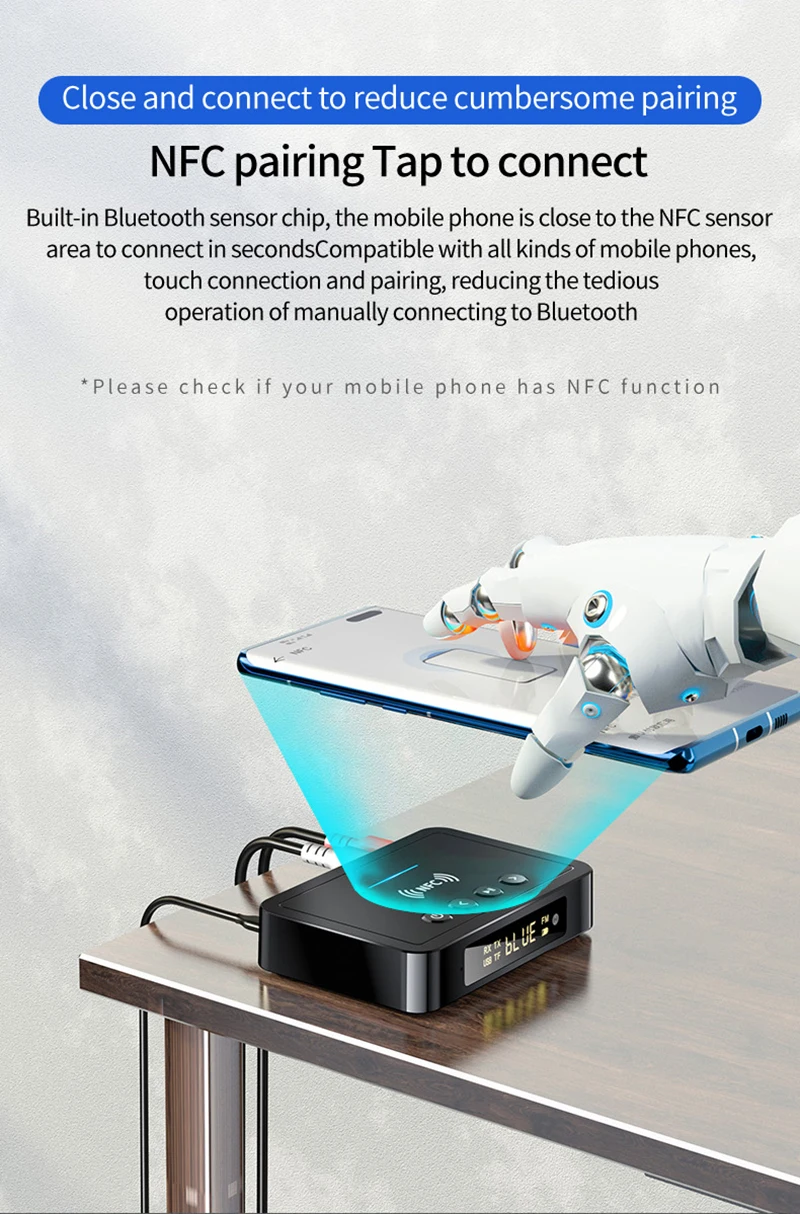 Transmissor Receptor M6 Bluetooth 5.0, Adaptador sem
