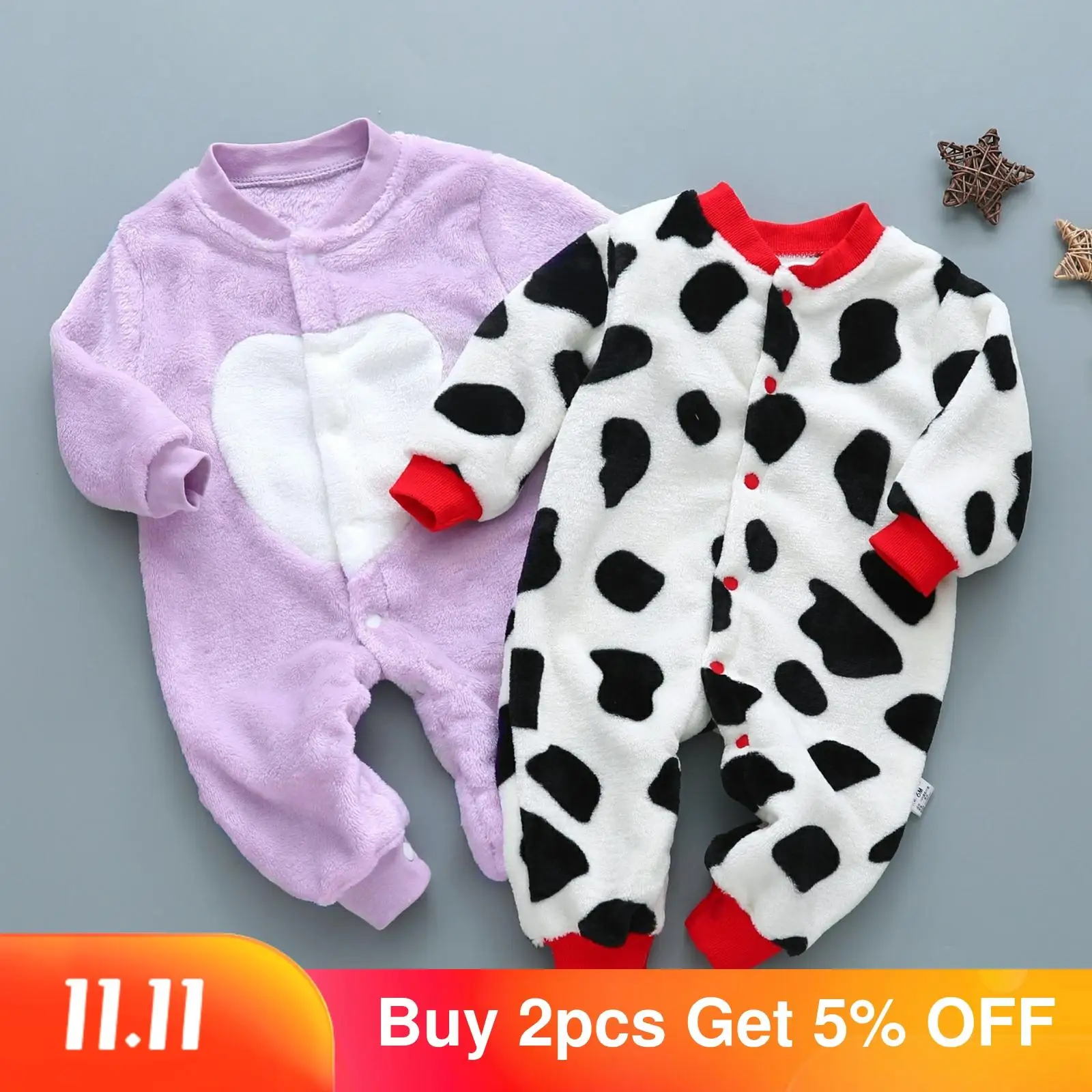 

Autumn Winter Newborn new born Baby costume Clothes Dinosaur Print Romper Warm Infant Baby Boy Girl Soft Fleece Jumpsuit Pajamas