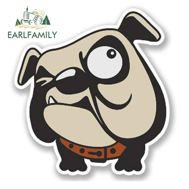 EARLFAMILY 13 см x с изображением мультяшного автомобиля стикер бульдог Bull виниловая наклейка принтом собаки для