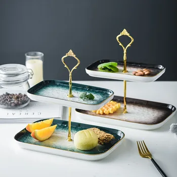 

string plate double-layer snack plate home living room three-layer fruit plate ornaments multi-layer cake candy refreshments