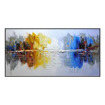 

2019 New Drawing 100% Handmade Abstract Painting Landscape Wall Art Picture For Living RoomIsolate Golden Abstract Pictures