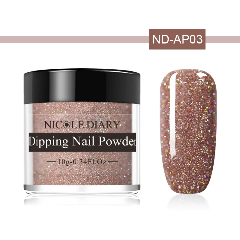 NICOLE DIARY Holo Dip Nail Порошковая голографическая блестящая пудра для ногтей с хромовым пигментом, основа для ногтей, жидкое украшение для ногтей - Цвет: AP03