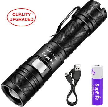 

Supfire Zoomable Tactical Flashlight 950 Lumens Super Bright Water-Proof Torch USB Rechargeabl ,5 Modes,Model A2