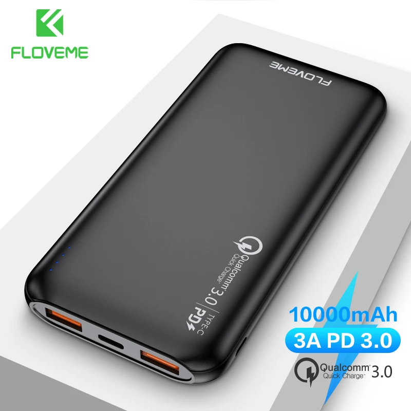 FLOVEME power Bank 10000 mAh портативное зарядное устройство 10000 mAh USB PoverBank QC 3,0 быстрое зарядное устройство для Xiaomi Mi 9 8 iPhone 11