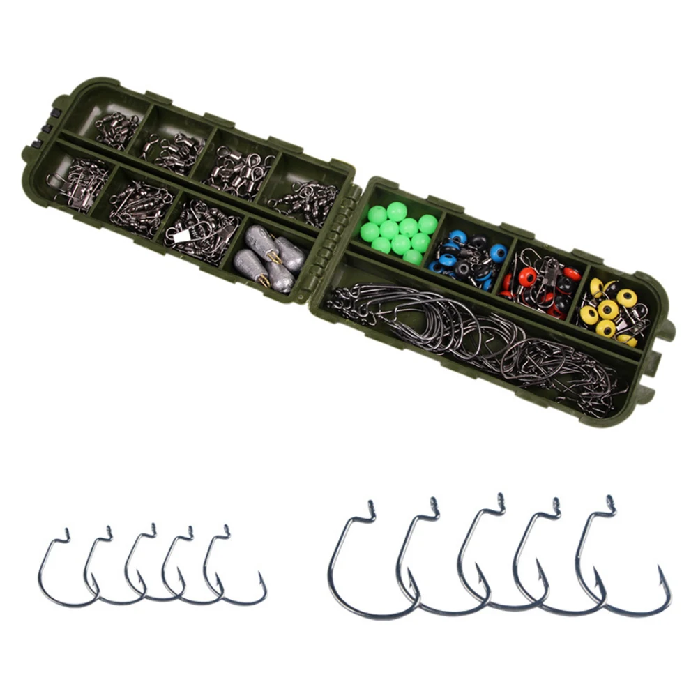 Swivels Fishing Accessories Set Metal Gear With Storage Box Sports Fishing Tackle Lures Hooks Fish Stoppers Outdoor Connector