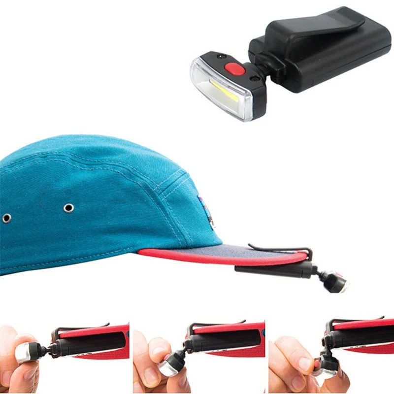 

Outdoor Lamp Headlight LED Hat Clip 90-degree Foldable Battery Operated Cap Lighting Climbing Camping Tool
