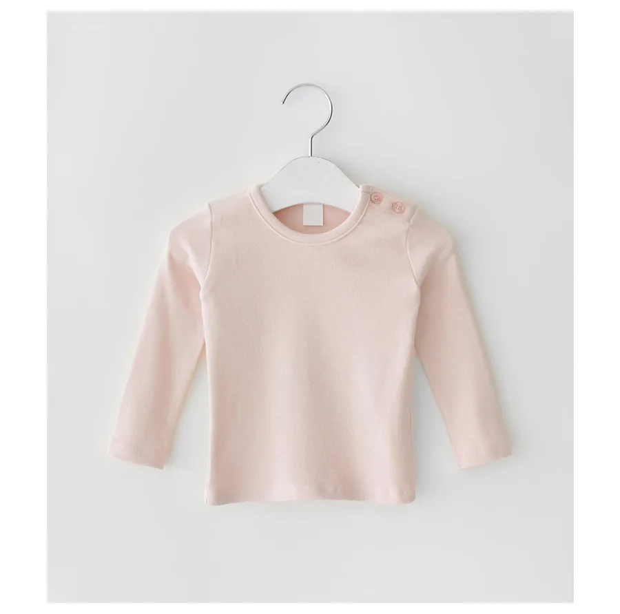 Autumn Cotton Infant Bottoming Tops Baby Girl Long Sleeve T Shirts Solid Kids Boys Shirts Children Tee With Headband